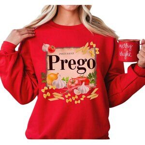 Prego Sauce "Preggo" Graphic Sweatshirt Size L Funny Mom Halloween Pregnancy